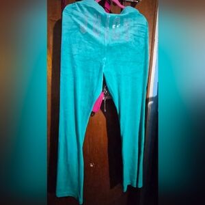 Juicy Couture Teal Velour Trousers Size Large